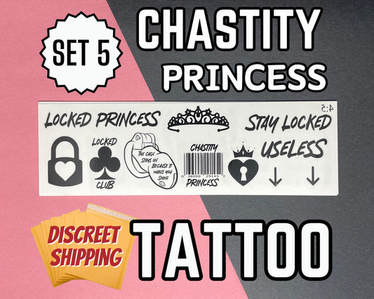 Chastity Princess Tattoo Sheet | bdsm chastity cage sissy gurl Humiliation BDSM Design body art Chastity Tattoos Sissy Kinkabl