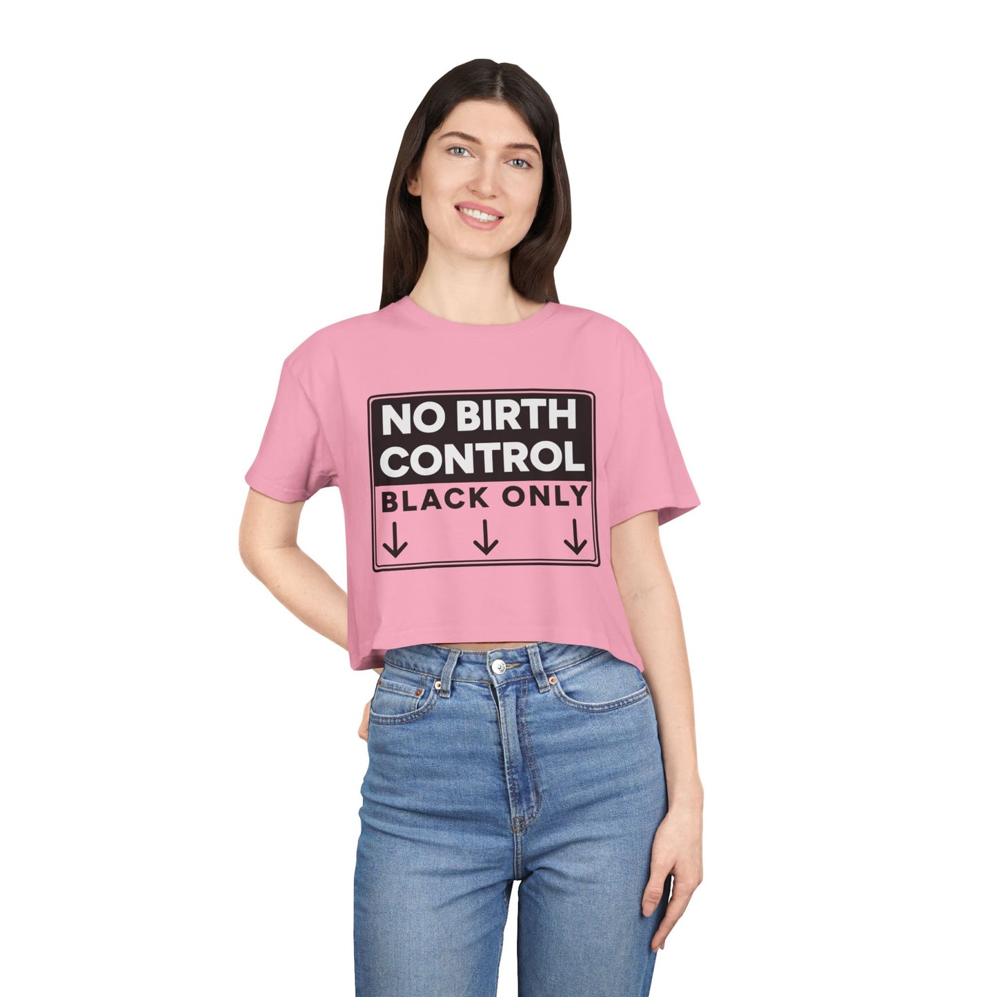 No Birth Control Black Only Crop Tee | Queen of Spades Black QOS Thong Hotwife Clothing Set