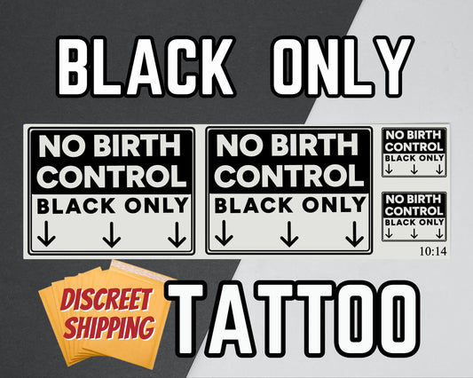 Black Only Temporary Tattoo | QOS Tattoo, BNWO, BBC Tattoo, Sheet of 14 Spades