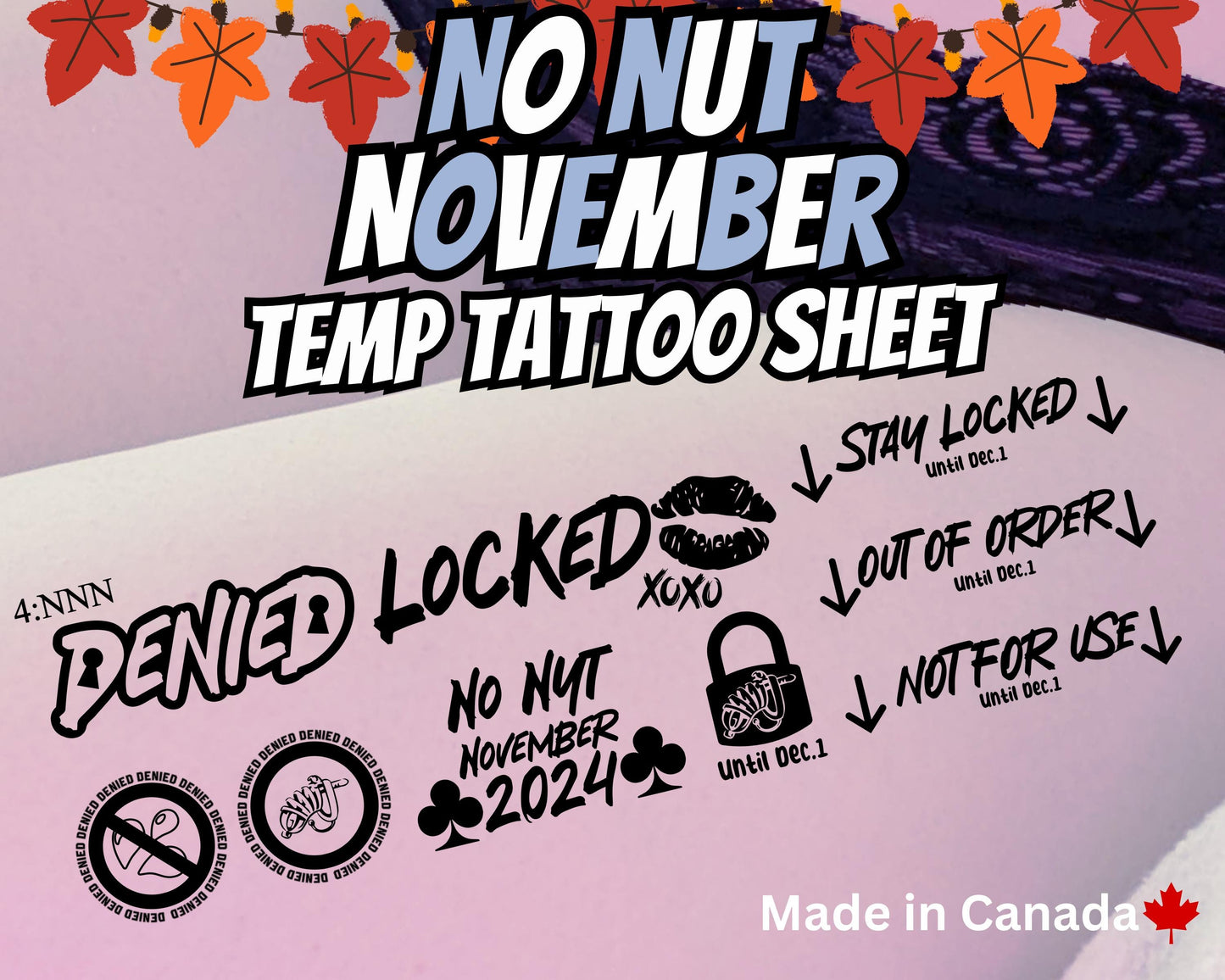 No Nut November Temporary Tattoos | 5:NNN
