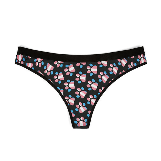 Trans Pride Paw Print Thong | Femboy Panties | Cute LGBTQ Underwear | Sissy Lingerie | Pet Play Thong | Gender Affirming Gift
