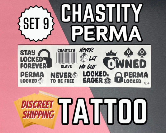 Perma Chastity temp Tattoo Sheets | bdsm chastity cage sissy gurl Humiliation BDSM Design body art Chastity Tattoos Sissy Tattoo Kinkabl