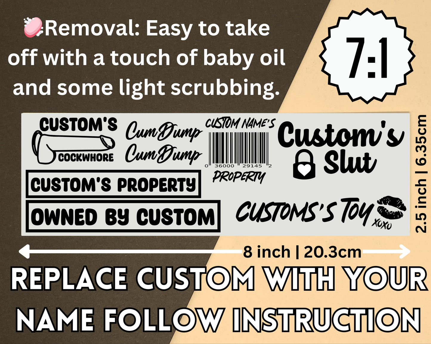 Personalized Adult Temporary tattoos, BDSM tattoos, DDLG, Owned, Fetish Tattoo, Sexy Tattoo Kinkabl Slut Tattoo Toy tattoo