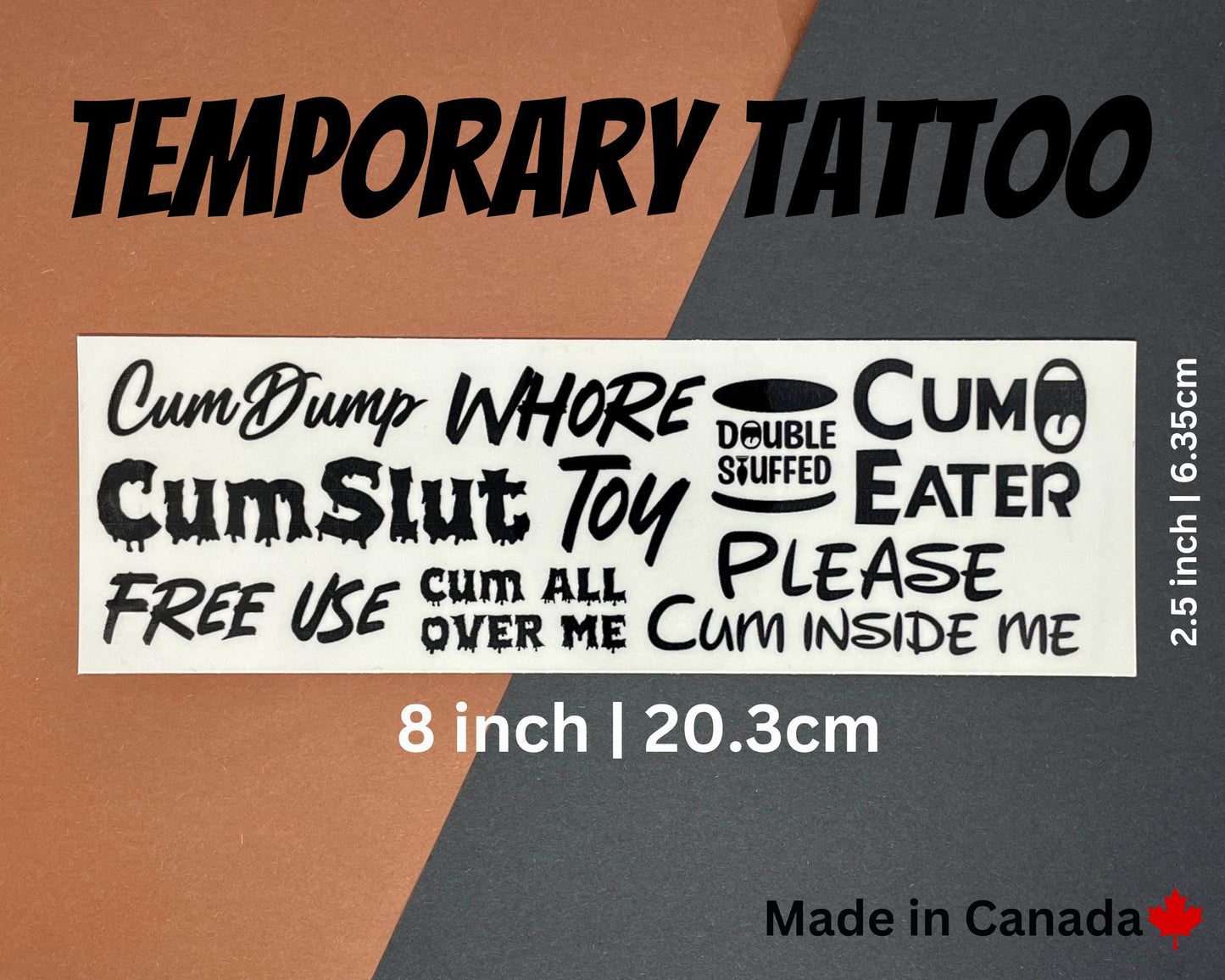 Cumslut Temp Tattoo Sheet | 3:6