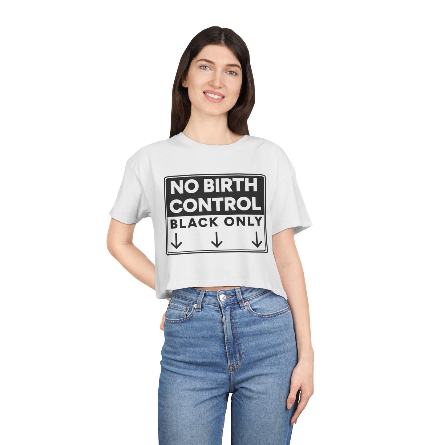 No Birth Control Black Only Crop Tee | Queen of Spades Black QOS Thong Hotwife Clothing Set