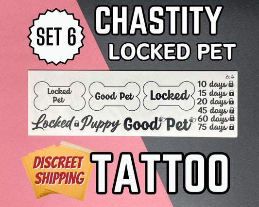 Pup Play Chastity Tattoo Sheet | bdsm chastity cage sissy gurl Humiliation BDSM Design body art Chastity Tattoos Sissy Tatto Kinkabl