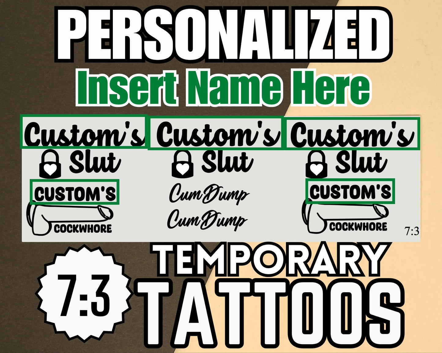 Personalized Adult Temporary tattoos, BDSM tattoos, DDLG, Owned, Fetish Tattoo, Sexy Tattoo Kinkabl Slut Tattoo Toy tattoo