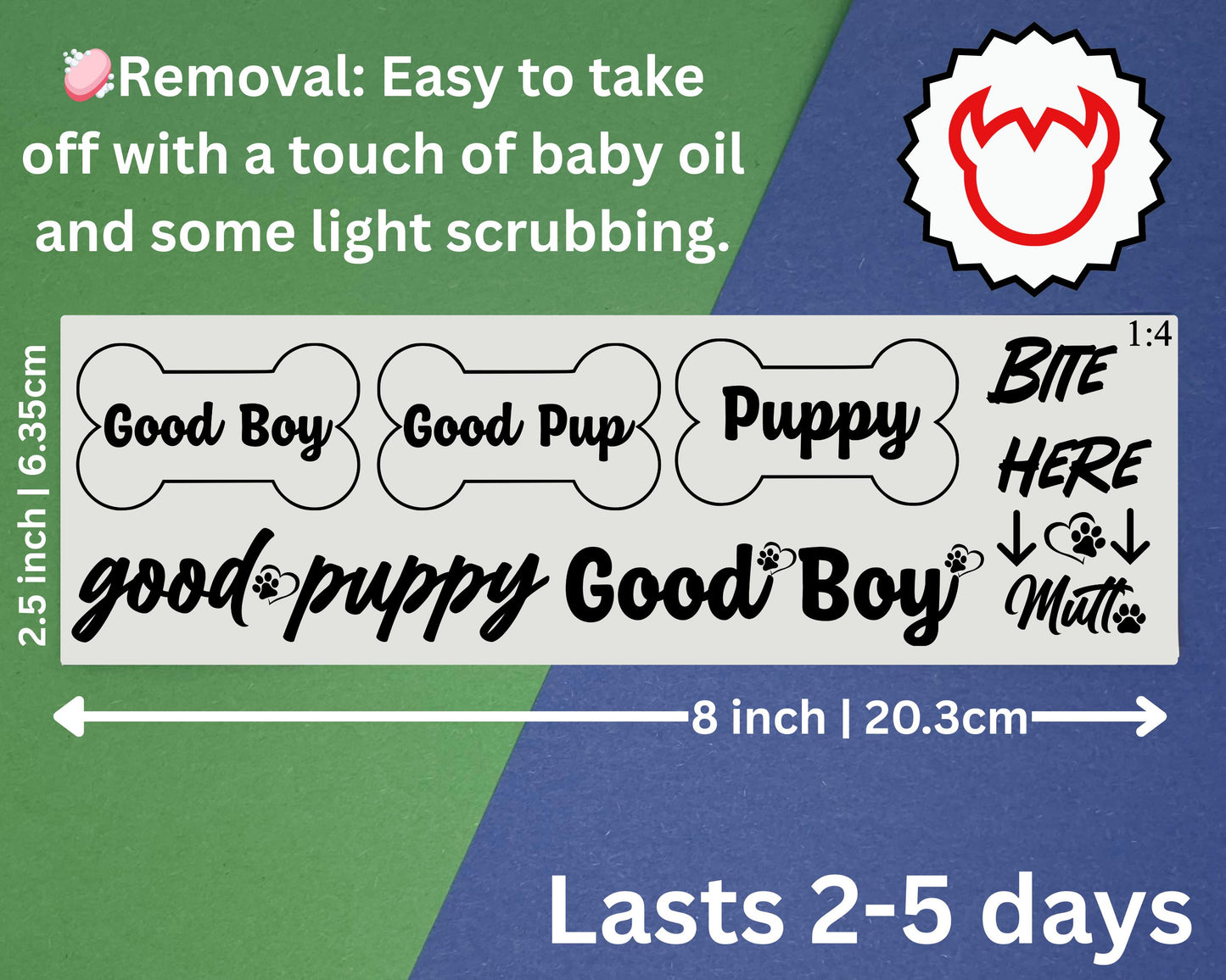 Pup Play Tattoos – Puppy Play Pet Play Tattoo Set for Submissive BDSM Roleplay, Good Boy/Girl Praise Decals, Bite Here Mutt Kink Accessories