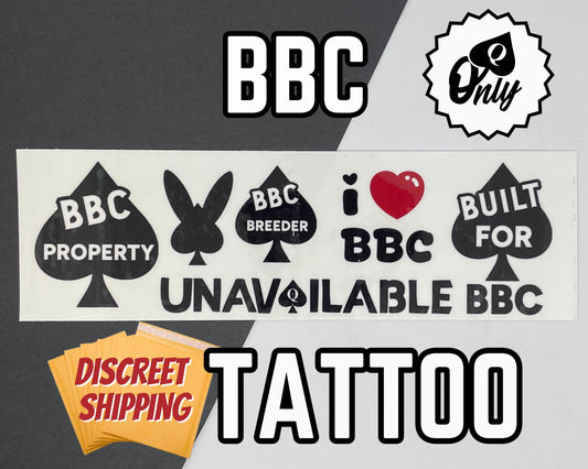 BBC property Temp Tattoo | Queen Of Spades Beta Temporary Tattoo, QOS Tattoo, bnwo, BBC Tattoos, I love bbc built for bbc, snowbunny bbc