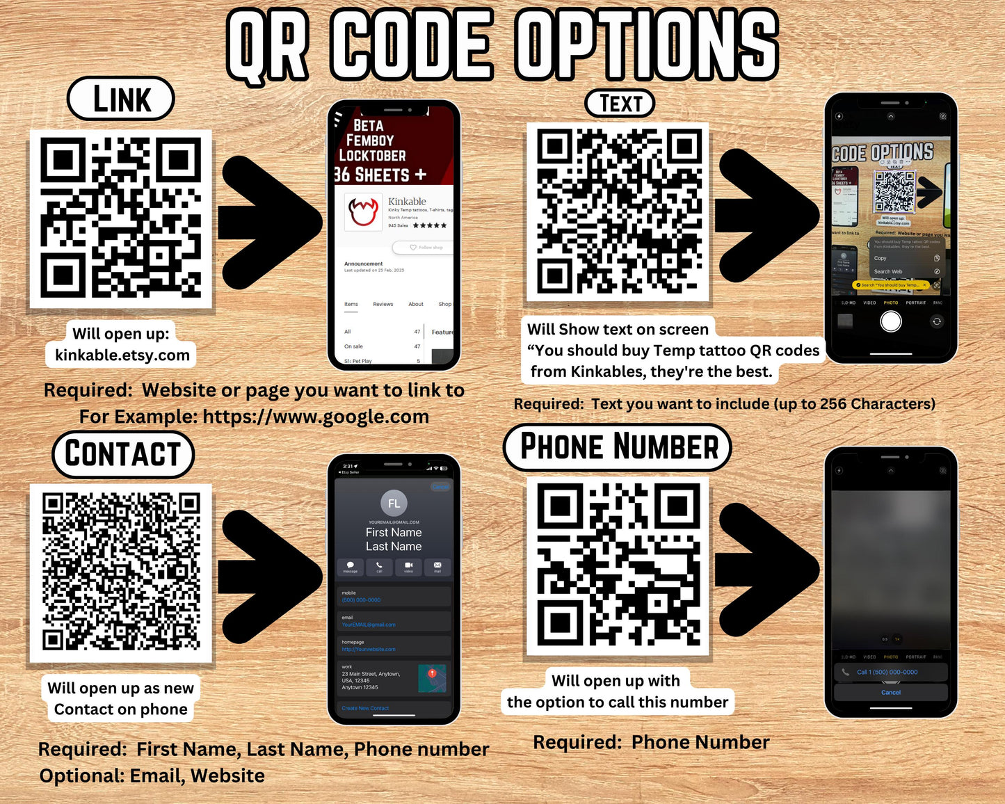 Custom QR Code Temporary Tattoos