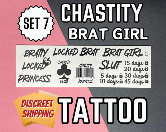 Brat Chastity Temporary Tattoos | Chastity cage tattoo male sissy chastitycage humiliating tattoo bdsm tattoo femdom chastity art sissy Kit