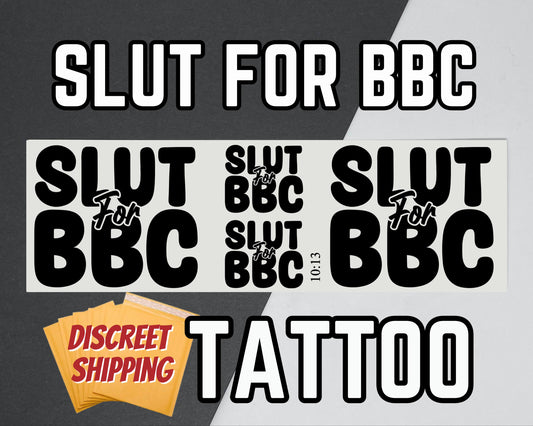 Slut for BBC Temporary Tattoos | Queen of Spades Body Art for Hotwife Lifestyle | Kinky Temp Tattoos for Parties, Photoshoots, & Events