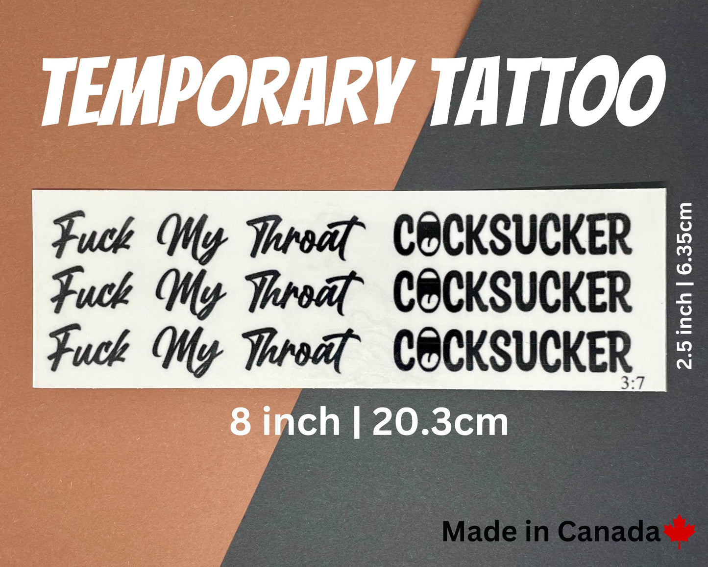 Fuck My Throat Temporary Tattoos | 3:7