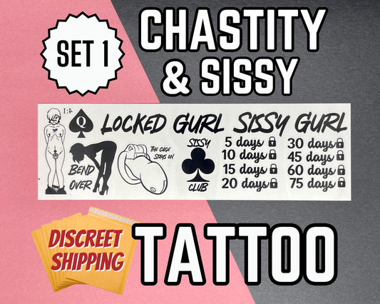 Sissy Tattoo Sheets | bdsm chastity cage sissy gurl Humiliation BDSM Design body art Chastity Tattoos Sissy Tatto Kinkabl