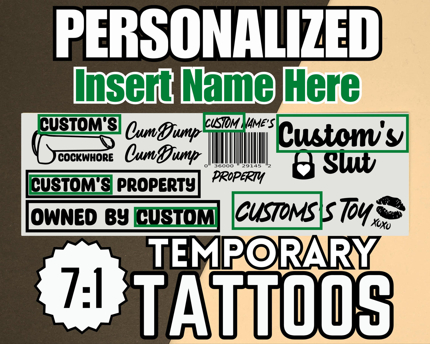 Personalized Adult Temporary tattoos | BDSM tattoos, DDLG, Owned, Fetish Tattoo, Sexy Tattoo Kinkabl Slut Tattoo Toy tattoo