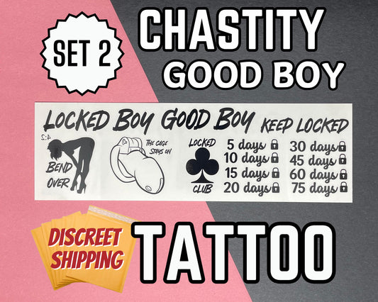 Good Boy Chasity Tattoos | Chastity cage Kit Chastity strap Good Boy temporary Tattoos cock cage temp tattoos permanent chastity Temporary Tattoos