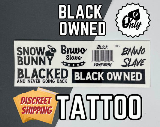 Black Owned Temporary Tattoo | QOS Tattoo, BNWO, BBC Tattoo, Queen of Spades Tattoo Snow Bunny Tattoo, Blacked tattoo, Sheet of 6 Tattoos