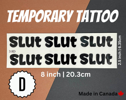 Slut Temporary Tattoos Sheets | 3:8