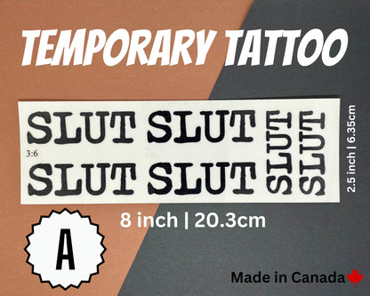 Slut Tattoo Humiliation Temporary Tattoo Slutty Submissive Temp tattoo slutwear gift for partner bdsm gift slut wear adult temporary tattoo