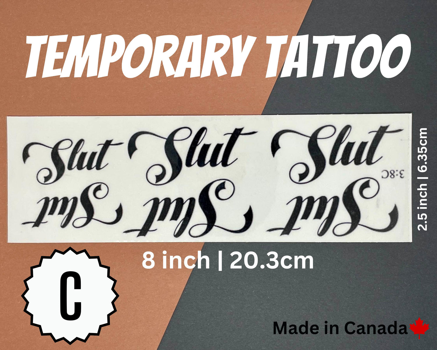 Slut Temporary Tattoos Sheets | 3:8