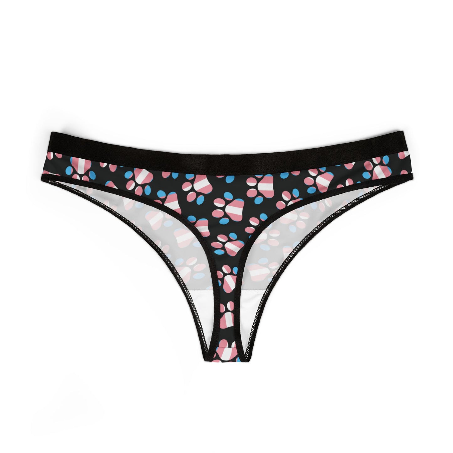 Trans Pride Paw Print Thong | Femboy Panties | Cute LGBTQ Underwear | Sissy Lingerie | Pet Play Thong | Gender Affirming Gift