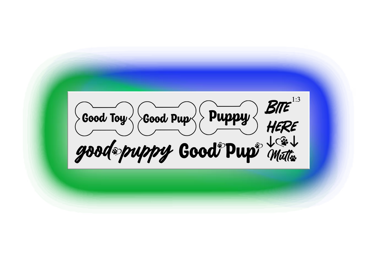 Pet Play Tattoo Sheet 1:3 | Good Pup, Good Toy, Puppy, Mutt
