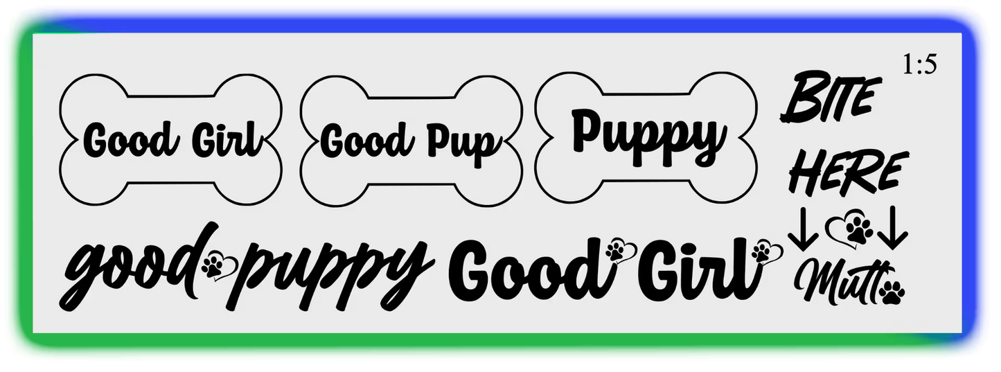 Good Girl Pup Play Tattoos | Puppy Play Pet Play Tattoo Set for Submissive BDSM Roleplay, Good Boy/Girl Praise Decals, Bite Here Mutt Kink Accessories