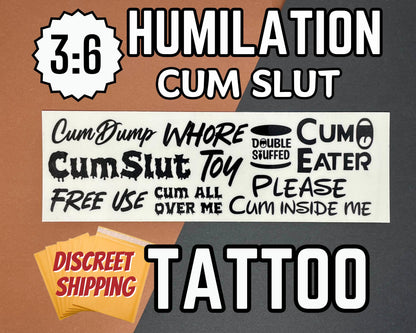 Cumslut Temp Tattoo Sheet | 3:6