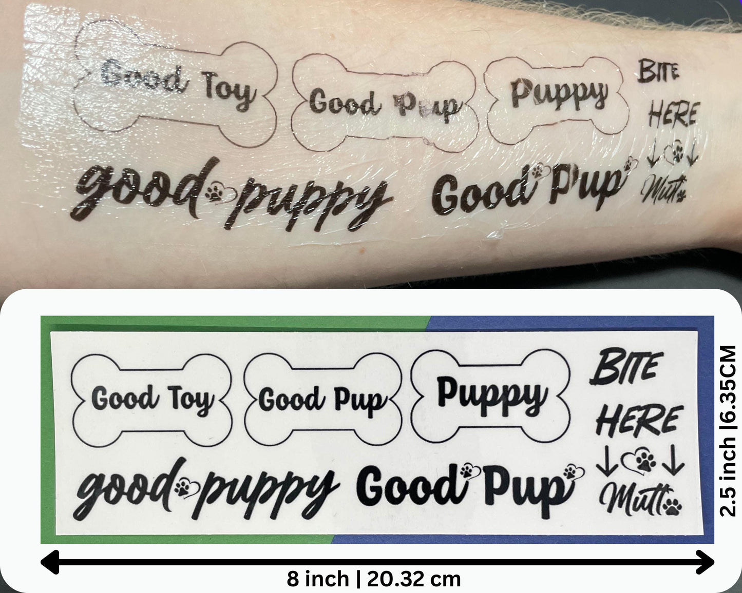 Pet Play Tattoo Sheet 1:3 | Good Pup, Good Toy, Puppy, Mutt