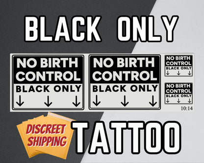 Black Only Temporary Tattoo | QOS Tattoo, BNWO, BBC Tattoo, Sheet of 14 Spades