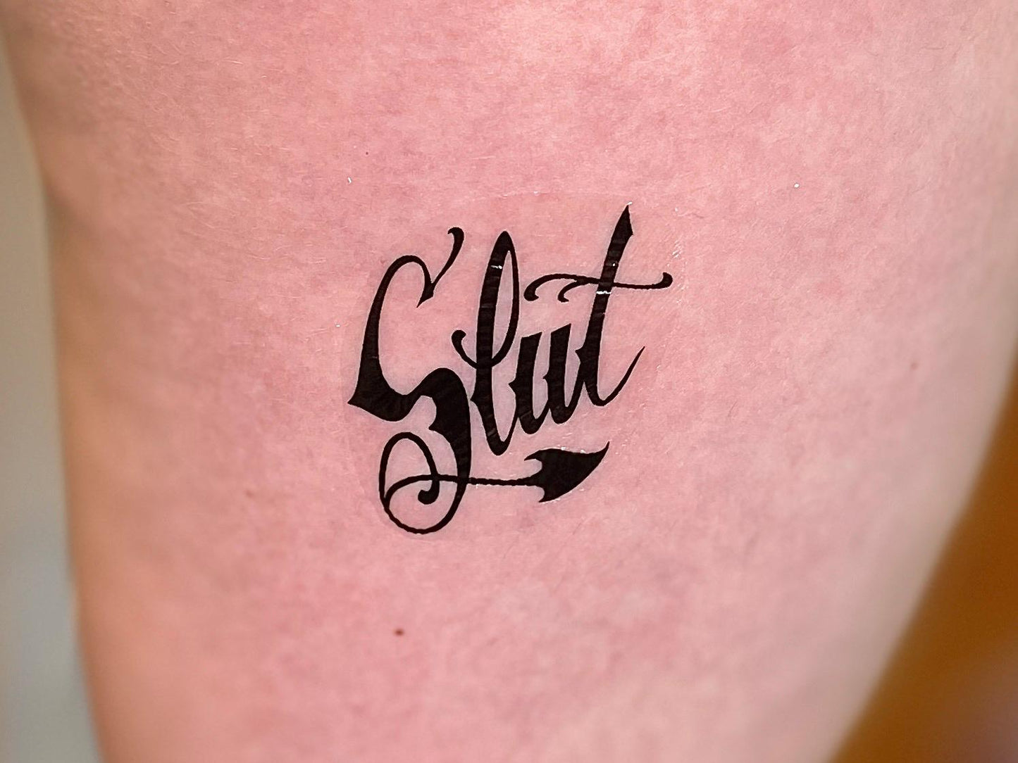 Slut Temporary Tattoo | Sexy Adult Fake Tattoo for Submissive Kink, BDSM Roleplay, Pet Play, Body Marking – 3 Size Pack Options, Discreet