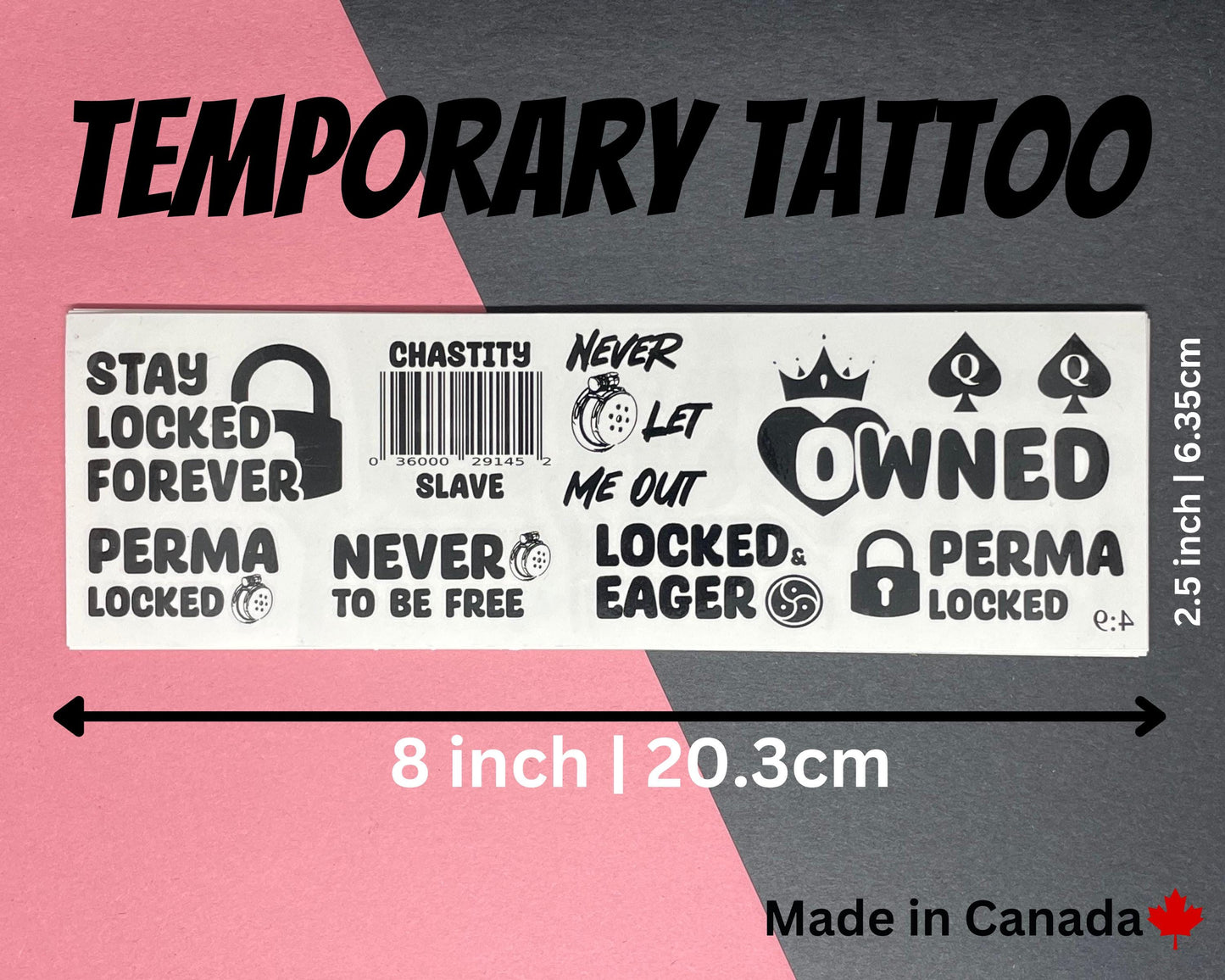 Perma Chastity temp Tattoo Sheets | bdsm chastity cage sissy gurl Humiliation BDSM Design body art Chastity Tattoos Sissy Tattoo Kinkabl