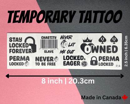 Perma Chastity temp Tattoo Sheets | bdsm chastity cage sissy gurl Humiliation BDSM Design body art Chastity Tattoos Sissy Tattoo Kinkabl