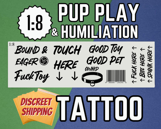 Pup Play Temp Tattoo | – Puppy Play Pet Play Tattoo Set for Submissive BDSM Roleplay, Good Boy/Girl Praise Decals Breed me Tattoos