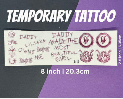 Daddy Owns me Scar Tattoos | Temp Tattoo Sheet