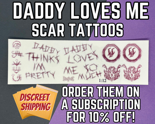 Daddy Loves Me Scar Tattoos | Temp Tattoo Sheet