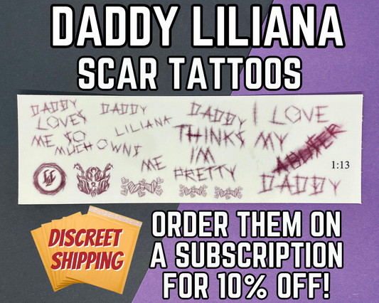 Daddy Liliana Scar Tattoos | Temp Tattoo Sheet