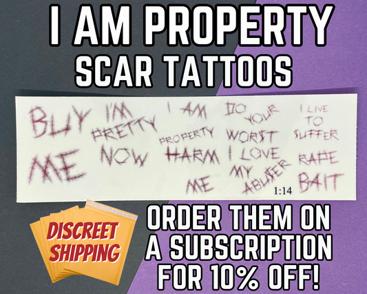 I am Property Scar Tattoos | Temp Tattoo Sheet