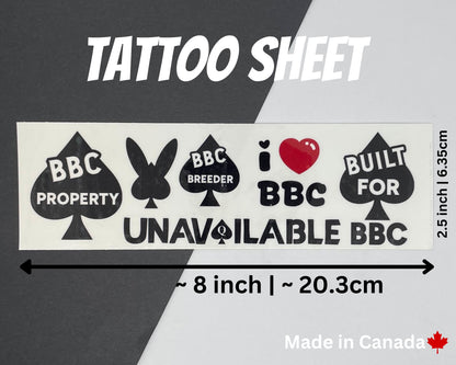 BBC property Temp Tattoo | Queen Of Spades Beta Temporary Tattoo, QOS Tattoo, bnwo, BBC Tattoos, I love bbc built for bbc, snowbunny bbc