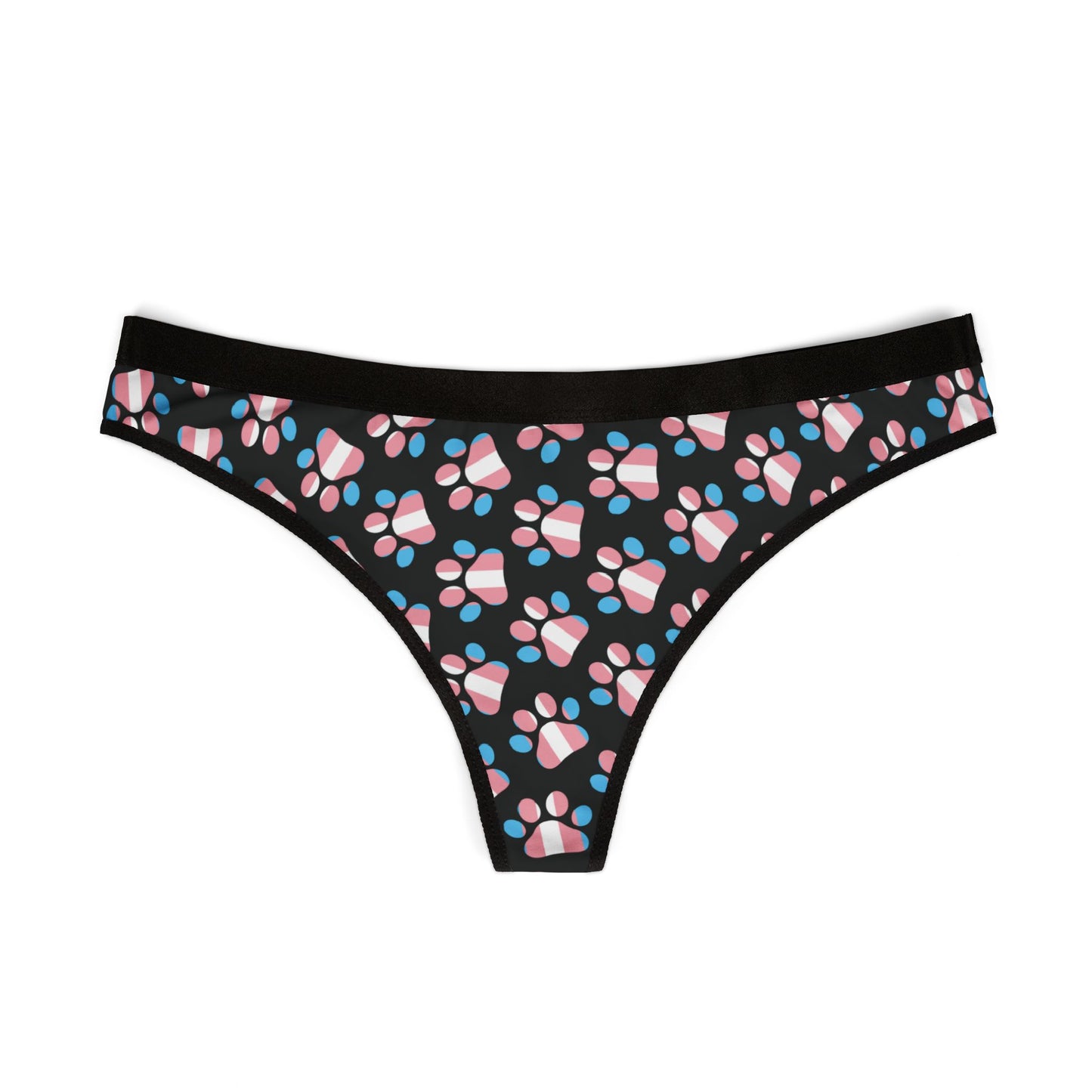 Trans Pride Paw Print Thong | Femboy Panties | Cute LGBTQ Underwear | Sissy Lingerie | Pet Play Thong | Gender Affirming Gift