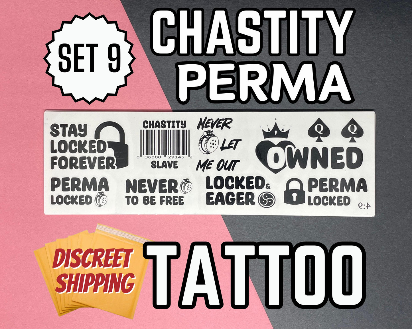 Perma Chastity temp Tattoo Sheets | bdsm chastity cage sissy gurl Humiliation BDSM Design body art Chastity Tattoos Sissy Tattoo Kinkabl