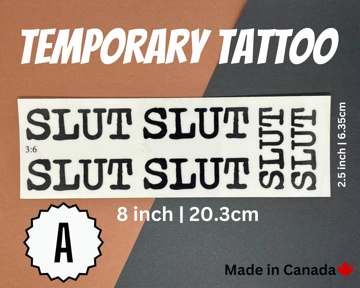 Slut Temporary Tattoos Sheets | 3:8