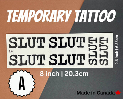 Slut Temporary Tattoos Sheets | 3:8
