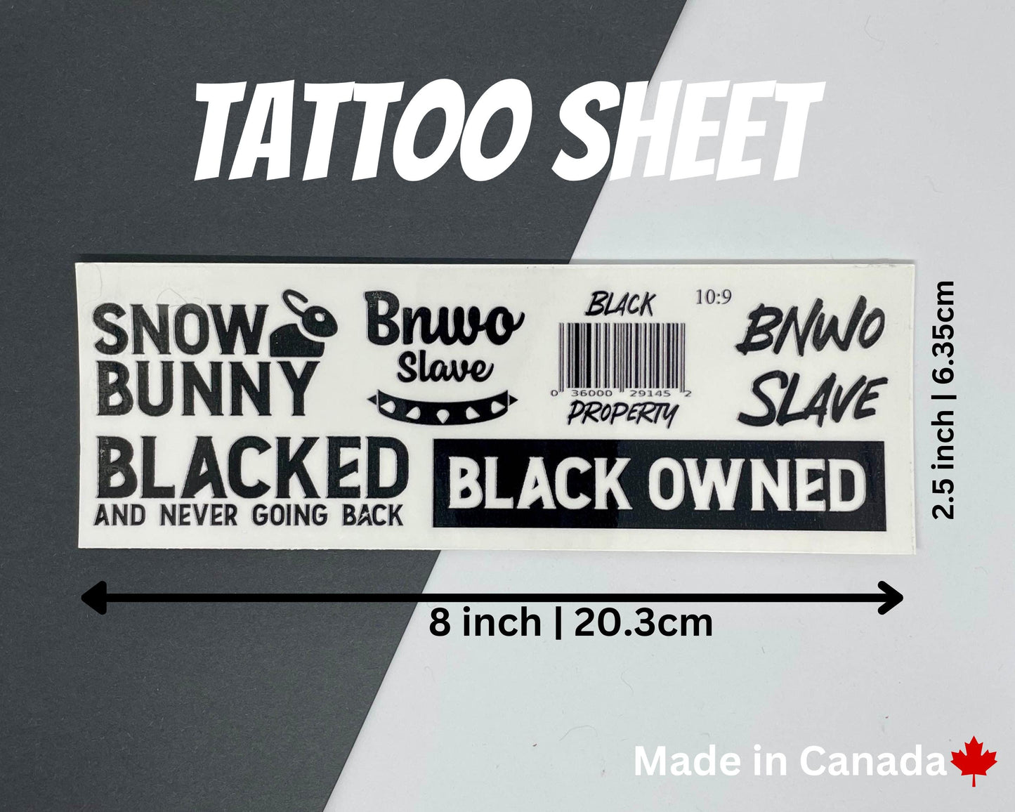 Black Owned Temporary Tattoo | QOS Tattoo, BNWO, BBC Tattoo, Queen of Spades Tattoo Snow Bunny Tattoo, Blacked tattoo, Sheet of 6 Tattoos
