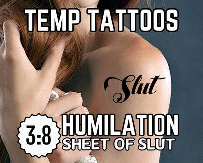 Slut Temporary Tattoos Sheets | 3:8