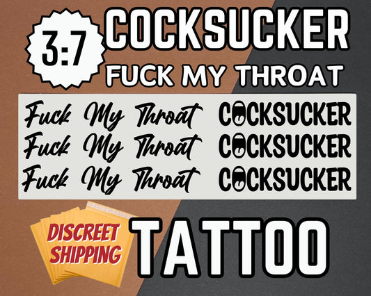 Blowjob Temporary Tattoos | Cocksucker Tattoos fuck my throat tattoos humiliating tattoos slut tattoos cumslut tattoos cuck Gift for Her/Him