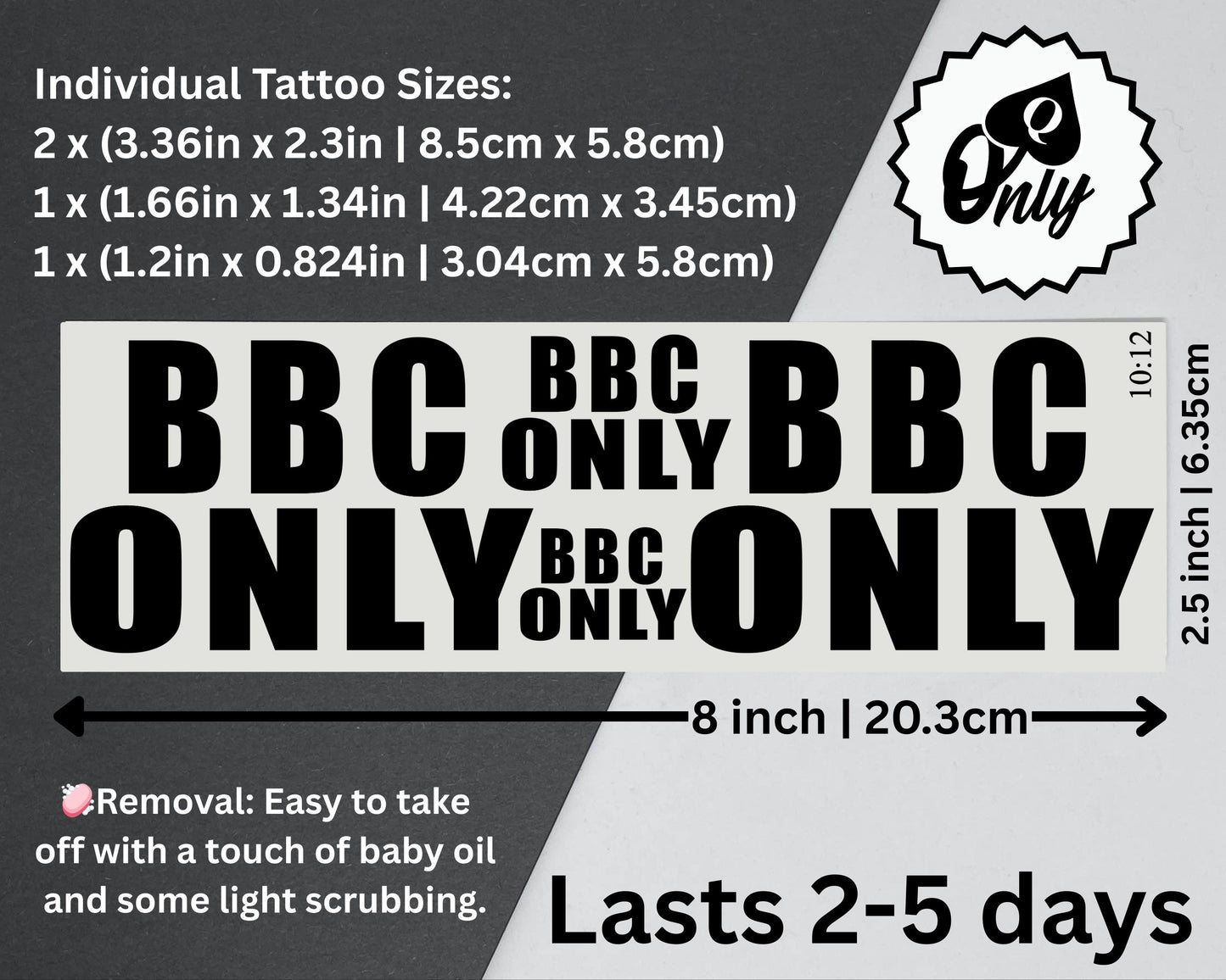 BBC ONLY Tattoo Sheet | qos Tattoo, bnwo, BBC Tattoo, Queen of Spades Tattoo Snow Bunny Tattoo, Blacked tattoo, Sheet of 4 Tattoos