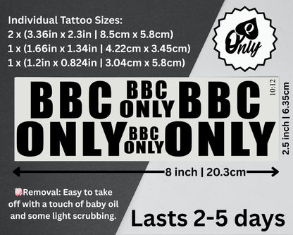 BBC ONLY Tattoo Sheet | qos Tattoo, bnwo, BBC Tattoo, Queen of Spades Tattoo Snow Bunny Tattoo, Blacked tattoo, Sheet of 4 Tattoos