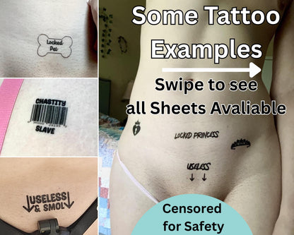 Chastity and Sissy Temporary Tattoos |  bdsm chastity cage sissy gurl Humiliation BDSM Design body art Chastity Tattoos Sissy Tattoo