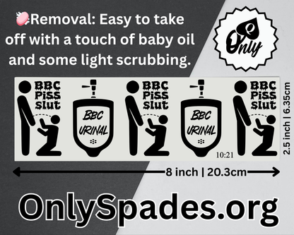 BBC Piss Slut Temporary Tattoos | Kink Tattoo Sheet | Fetish Urinal Play Body Art | Adult Roleplay Accessories | Discreet Shipping